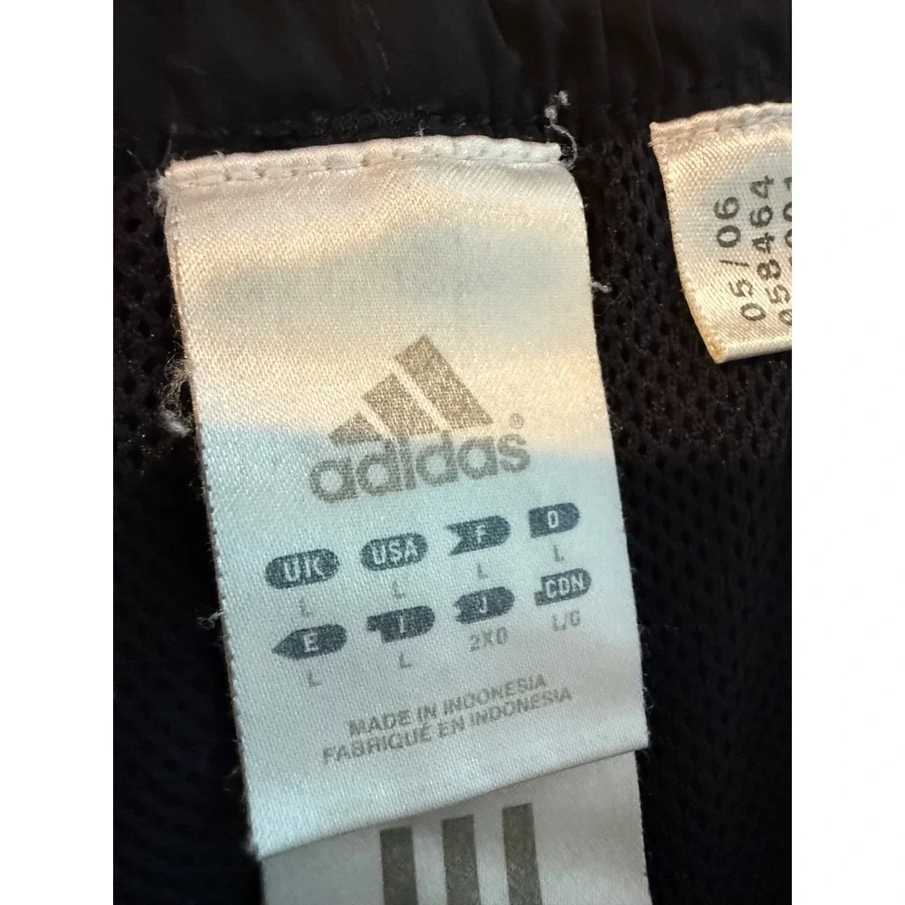 Adidas Mens Vintage Track Pants Black Red 3-Stripe Mesh Lined wind pants Large